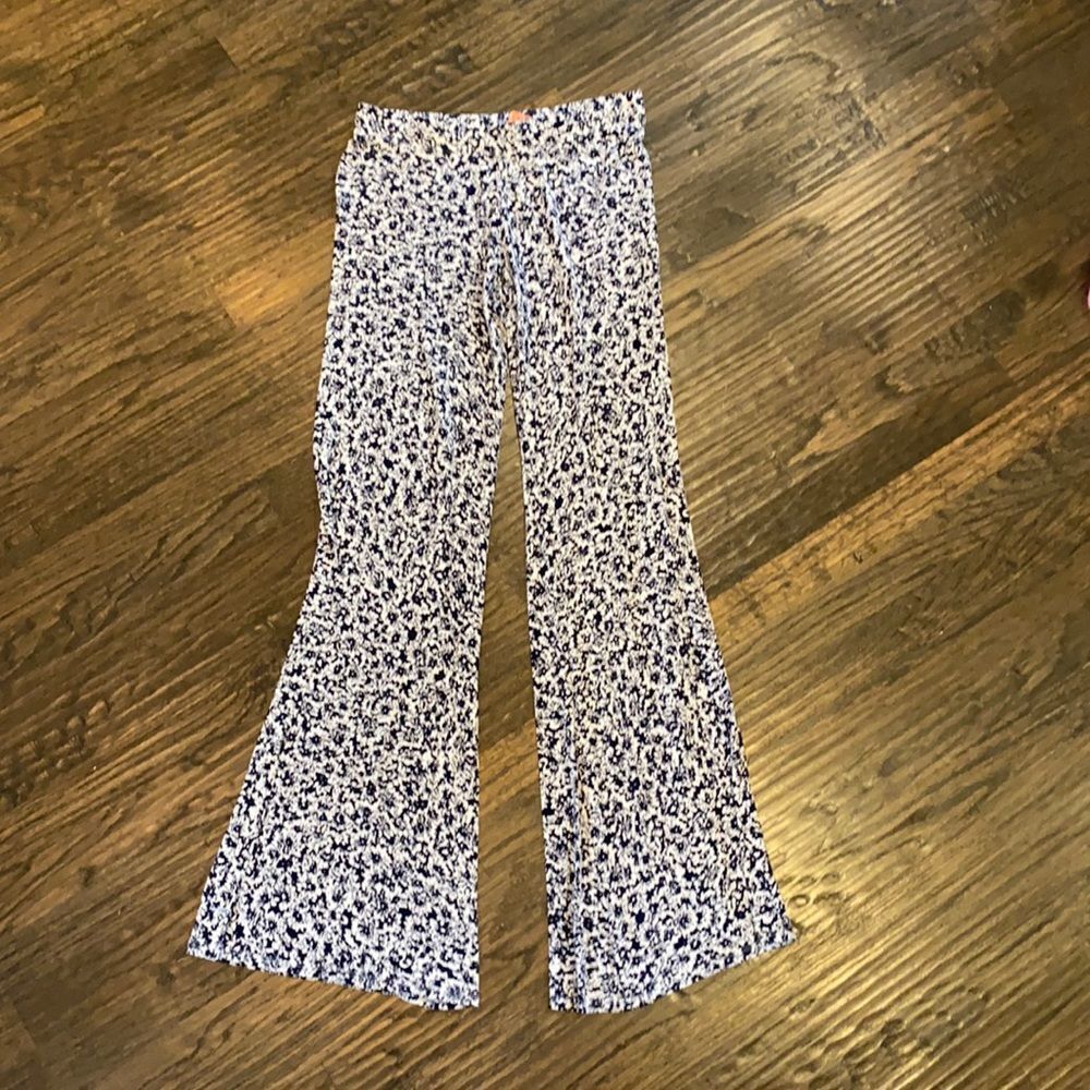 Michael Lauren Dark Blue and White Wide Leg Pants